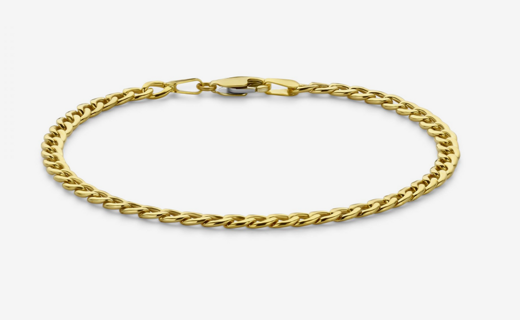 Le Gourmet 14k gold bracelet flatlay on light background