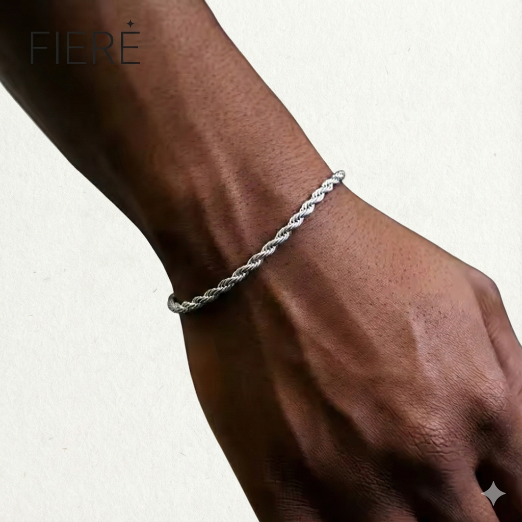 Le Torsade Silver Bracelet on wrist